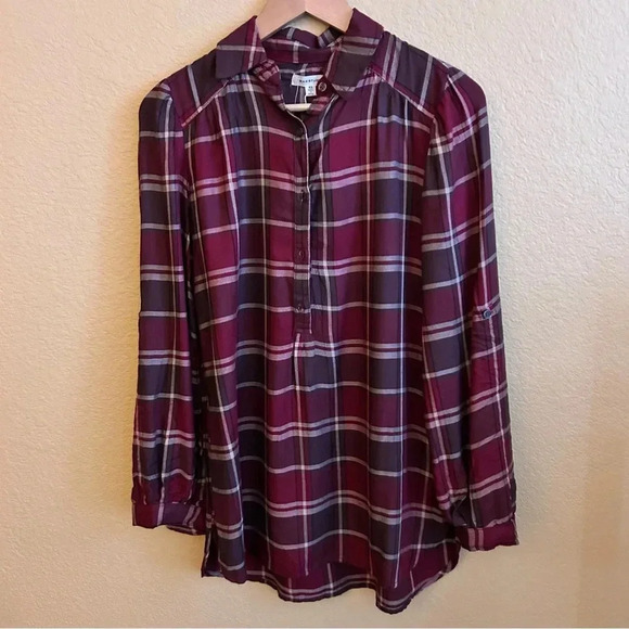 Max Studio Long Sleeve Plaid Tunic Top - Picture 2 of 5